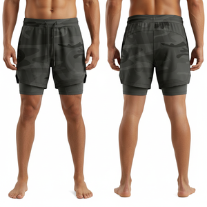 Custom Logo Design 2 in 1 Running <b>Shorts</b> Gym Workout Training Breathable Sports Fitness Inner <b>Compression</b> Layer Custom <b>Shorts</b> - Product Image 3