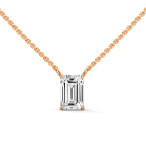 Lab Grown Diamond <b>Pendant</b> Necklace Rose <b>Gold</b> Plated <b>Solid</b> <b>Gold</b> Emery Cut Diamond Jewelry for Women Gift Party - Product Image 1