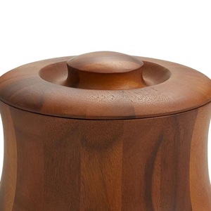 Brauner Holz-Eiskübel mit Deckel Runder Getränkekühler mit Edelstahl-Eisschaufel - Product Image 2