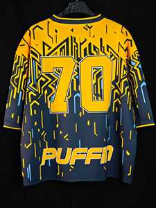 Maillot de football NFL sportif personnalisé PUFFIN SPORTS pour homme, manches courtes, épaules tombantes, motif géométrique, col en V, séchage rapide, coupe classique - Product Image 2
