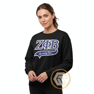 เสื้อสเวตเตอร์คอลูกเรือสำหรับผู้หญิงปกติแบบปักลายเสื้อยืดคอกลมสำหรับฤดูหนาวสีพื้น Zeta phi Beta - Product Image 1