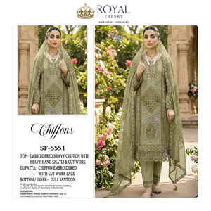 Nouvelle création de designer, qualité supérieure, tenue de mariage et de fête, ensemble Kurti Plazzo en chiffon lourd brodé pour femmes - Product Image 4