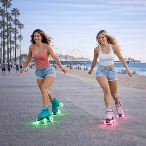 Patines profesionales Prostar Soft Teal Suede con ruedas LED que se iluminan - Para interiores y exteriores - Patines de ruedas - Product Image 3