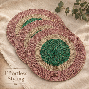 Vente en gros de tapis de table en jonc de mer multicolores |   Set de table fait main en fibres naturelles, décoration murale |   Artisanat indien de qualité export - Product Image 4