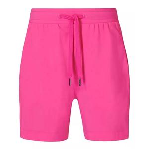 Shorts de punto de color liso para mujer, cintura media, con bolsillos, cierre con cordón, ajuste holgado informal, transpirables, para hacer ejercicio - Product Image 1