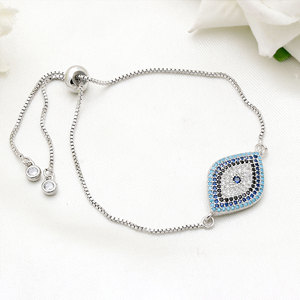 925 Sterling Silver Cubic Zircon Inlaid Devil's Eye <b>Bracelet</b> For Women <b>Adjustable</b> Pave set Classic Jewelry Gift Party Wholesale - Product Image 5