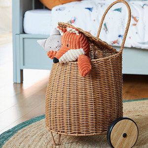 Chariot à jouets en osier avec roues pour enfants, unisexe, de 2 à 4 ans, en rotin naturel tissé à la main du Vietnam - Product Image 5