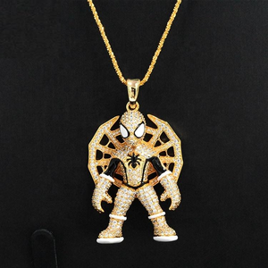 Collar Hip Hop con Colgante de Héroe Araña con Incrustaciones de Diamantes de Moissanita, Acabado en Plata, Oro Rosa y Oro, Joyería de Superhéroe - Product Image 5