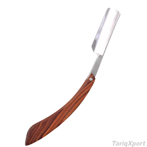 Professional Solid Stainless Steel Shaving <b>Razor</b> Custom Logo Barber Cut Throat Wooden Handle <b>Single</b> <b>Blade</b> Non-Disposable for Men - Product Image 4