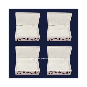Caja de incrustaciones de mármol blanco puro de última producción y colección única con Material de nácar para artículo de embalaje de regalo de joyería - Product Image 3