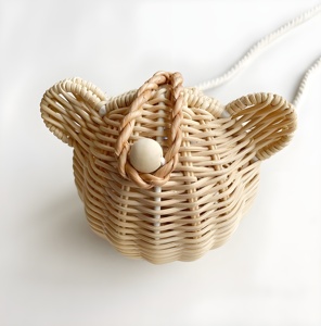 Charming rattan bear bag <b>basket</b> for kid creative play wholesale prices children <b>toy</b> <b>baskets</b> - Product Image 5