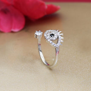 Magnifique bague œil élégante faite à la main en argent sterling 925, ajustable, avec zircon cubique, pour femmes et jeunes filles - Product Image 4