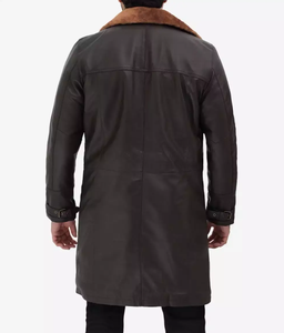 100% Genuine <b>Sheepskin</b> Leather Fleece Lined Breathable Overcoat for Men with Shearling Collar Stylish Design at Reasonable Price - Product Image 3