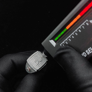 Luxury Moissanite <b>Mens</b> Statement <b>Ring</b> Square 925 <b>Silver</b> Iced Out Pave Setting <b>Silver</b> Finish Custom Initial Fashion Jewelry Gift - Product Image 2