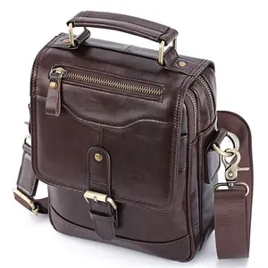 Top trending and good quality business genuine leather men's leather shoulder bag handbag cross body messenger bag