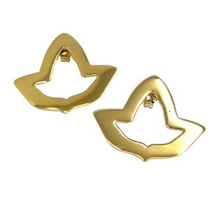 Boucles d'oreilles clous en vermeil or jaune 14K, petites feuilles de lierre ouvertes, pour femme, bijoux botaniques élégants, clous minimalistes tendance - Product Image 1