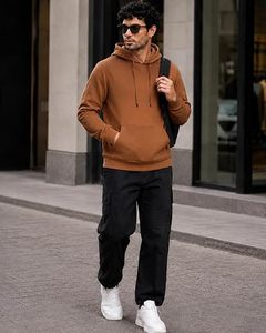 Sudadera con Capucha de Forro Polar Vintage para Hombre, Estilo Urbano, con Logotipo Personalizado, Tejido Grueso, Corte Regular, Informal, 100% Algodón - Product Image 4