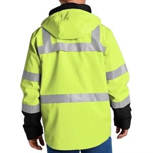 Men's High Visibility Reflective Safety <b>Jacket</b>, Cotton Shell with Polyester Lining, Outdoor Work Wear for Utility <b>Workers</b> - Product Image 2