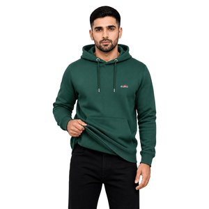 Sweat-shirt à capuche pour homme, vert uni, streetwear décontracté, logo sur le devant, en molleton tricoté 300g, vêtement d'hiver - Product Image 5