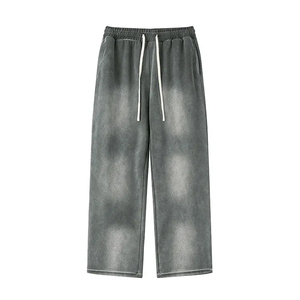 Pantalones de chándal de pana lavada negros para hombre, con cintura elástica y cordón, joggers casuales transpirables de peso medio para otoño, joggers de algodón - Product Image 4
