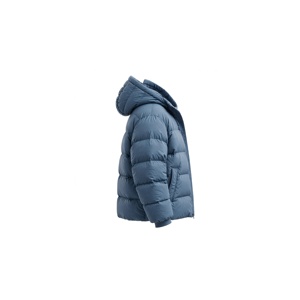 Veste matelassée à capuche bleue pour homme, coupe classique, rembourrage en polyester, imperméable, coupe-vent, fermeture éclair sur le devant, style sportif, vêtements décontractés d'automne - Product Image 3