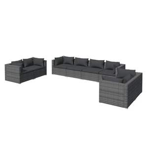 Conjunto de Muebles de Jardín de Acero con Recubrimiento en Polvo y Ratán PE Gris, Muebles de Exterior Duraderos - Product Image 2