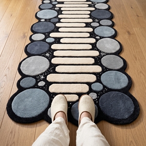 Hand Tufted Pebble <b>Runner</b> <b>Rug</b> Black Blue Grey Ivory Wool Carpet Modern Organic Hallway <b>Runner</b> Custom - Product Image 5