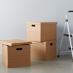 Medium <b>Moving</b> <b>Boxes</b> with Handles and Lids 19 X 14.5 X 15.5 in Brown 10 <b>Pack</b> - Product Image 5