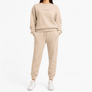 Conjunto de Dos Piezas para Mujer, Unisex, Otoño Invierno, 100% Algodón, Cortavientos, Transpirable, Sudadera con Capucha, Pantalones Deportivos, Talla Grande para Adultos - Product Image 1