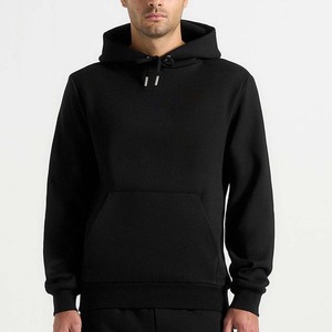 Sweat-shirt à capuche en molleton noir pour homme, coupe classique, couleur unie, avec poche, idéal pour l'automne - Product Image 4
