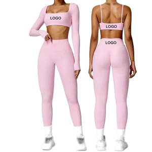 Ensemble 2 pièces de sport moulant taille haute à séchage rapide et léger, imprimé, pour yoga et course à pied, respirant, grandes tailles - Product Image 2