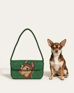 Bolso de Hombro Azul de Pana con Patrón de Gato Durmiente Bordado, Correa Única, Cierre Magnético, Bolso de Moda para Mujer - Product Image 5