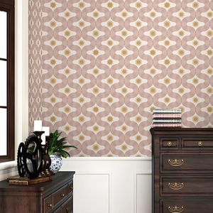 Papel Tapiz Mosaico de Arte Abstracto Moderno Boho Beige/Amarillo, Papel Adhesivo Geométrico para Pared, Revestimiento de Pared Vintage - Product Image 2