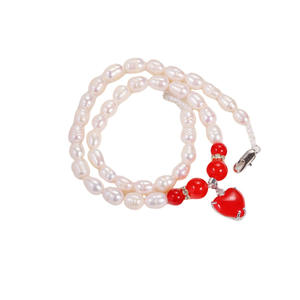 Manufacturer Direct Sales 8mm <b>Freshwater</b> <b>Pearl</b> <b>Necklace</b> Meter Shaped Resin Pendant Mother's Day Gift for Mom - Product Image 5