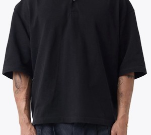 Polo Oxford à manches courtes pour homme, noir, décontracté, couleur unie, respirant, en coton tissé, coupe classique - Product Image 3