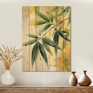 Arte de Pared de Madera con Hojas de Bambú Pintadas a Mano |   Adorno Colgante de Madera Natural |   Venta al por Mayor en Moradabad - Product Image 1