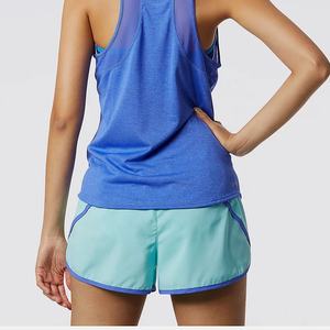 Nouvelle vente en gros couleur unie maille bleue couture plissée conception haute élastique sport séchage rapide respirant jogging débardeur pour femmes - Product Image 6