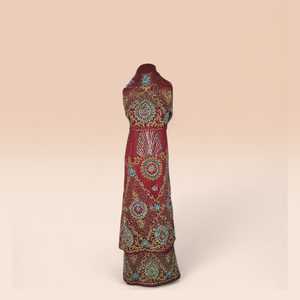 Chocolate <b>Brown</b> Luxury Beaded George Fabric with Gold Leaf Embroidery for Nigerian Wedding & Party Wear - Product Image 5