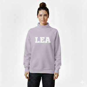 New Style Women Mockneck Sweatshirt Relaxed <b>Top</b> Drop Shoulder Breathable Warm Fleece <b>Winter</b> Collection Front Logo - Product Image 4