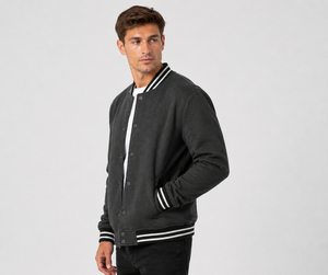 Mens varsity <b>jacket</b> made for urban comfort with breathable warmth and classic athletic inspired style for everyday casual looks - Product Image 2