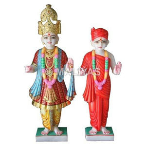 Ensemble de murtis en marbre Swaminarayan |   Idole artisanale de Swaminarayan et de Guru – Maliyas - Product Image 1