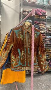 Velvet Breathable Embroidered Floral Jacket Full Sleeve Button <b>up</b> Collar Handmade <b>Open</b> Front Autumn Women's Regular GIFT for HER - Product Image 1