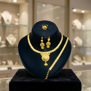 Elegante Juego de Joyería Africana para Mujer en Latón Chapado en Oro, Collar con Colgante Clásico, Aretes, Cadena de Caja para Boda - Product Image 2