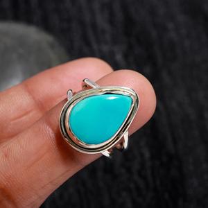 Handmade Wedding Promise <b>Ring</b> for Women Pear Cut Parties Gemstone <b>Rings</b> Turquoise 925 Sterling Silver <b>Boho</b> Statement Gift <b>Ring</b> - Product Image 2
