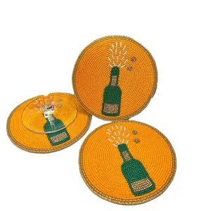 Handmade Seed Beads <b>Coaster</b> Stylish Embroidery Drink Mat Luxury <b>Beaded</b> Embroidery <b>Coaster</b> For Elegant Table Setting - Product Image 5