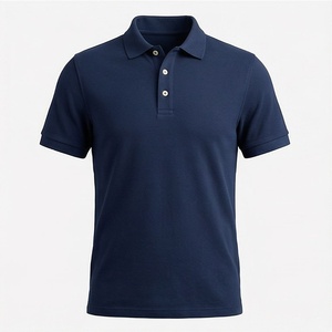 Polo à manches courtes pour homme, bleu marine, coton piqué, respirant, coupe classique, tricot uni, design décontracté - Product Image 1