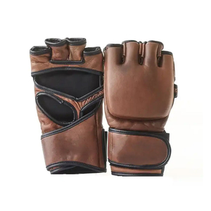 Vintage Brown Genuine Leather MMA <b>Gloves</b> – Half-Finger Grappling & Martial Arts Training <b>Gloves</b> - Product Image 3