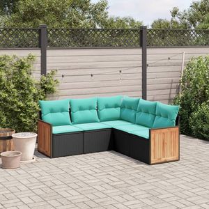 Modular Patio <b>Sofa</b> Set Black PE <b>Rattan</b> Garden Outdoor Furniture Contemporary Design - Product Image 1