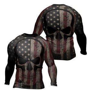 <b>Printed</b> Long Sleeve MMA Rash Guard Quick Dry UV Protection Compression Shirt <b>Surf</b> Swim Gym Fitted Wear Grappling Rash Guard - Product Image 1