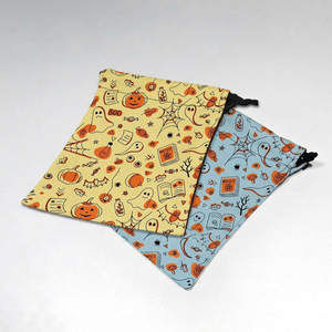Bolsa con Cordón para Halloween, Reversible, Amarilla y Azul, Bolsa de Almacenamiento de Tela con Diseño de Fantasma, Calabaza y Telaraña - Product Image 3